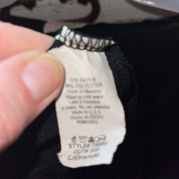 Agaci black blouse with black and white band size large never worn cute - Picture 6 of 7